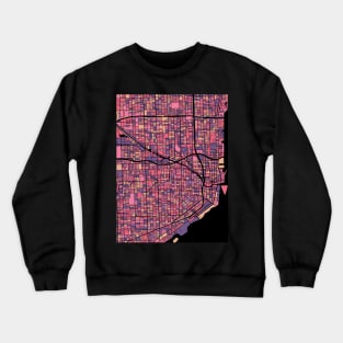 Miami Map Pattern in Purple & Pink Crewneck Sweatshirt